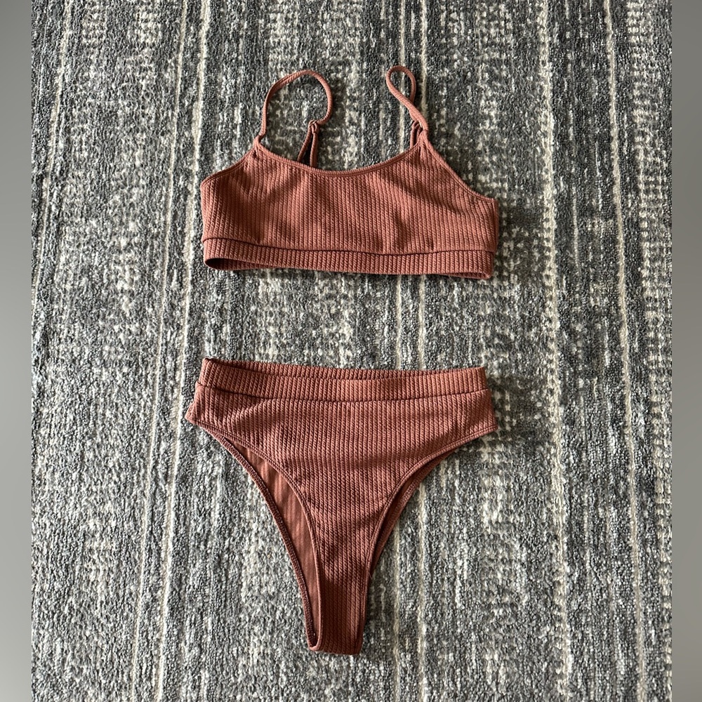High Waisted Ribbed Bikini Set